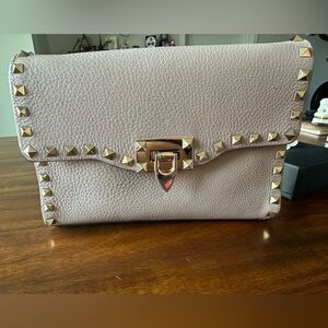 Valentino Rockstud taupe leather crossbody bag